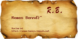 Remes Bennó névjegykártya